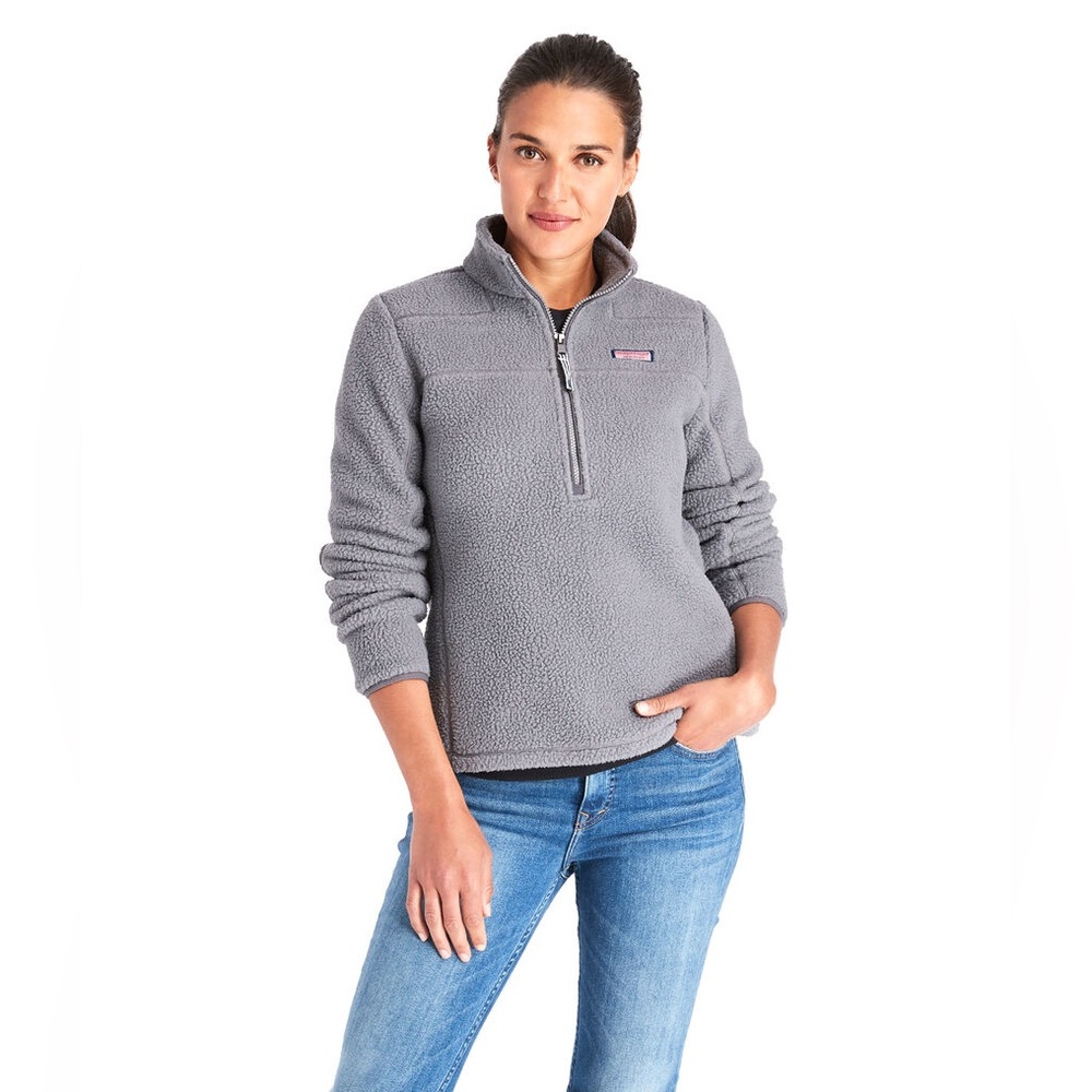 NWOT Women’s Vineyard Vines Grey Sherpa Quarter Zip - Size Large